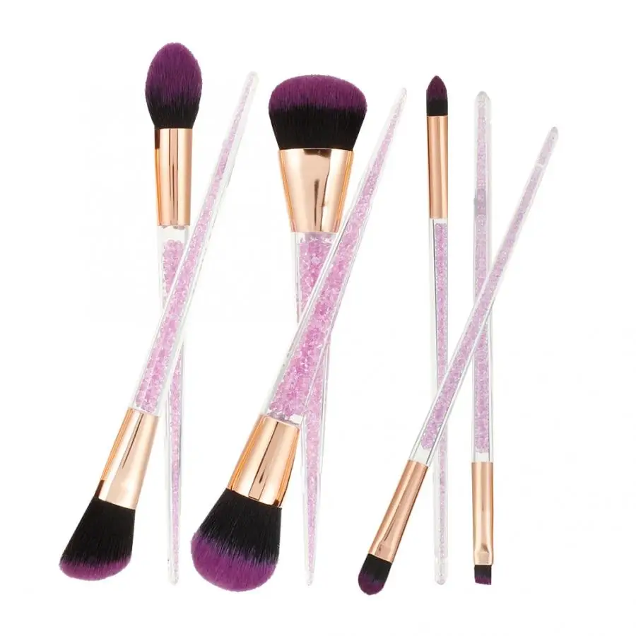 

7pcs Delicate Purple Makeup Brushes Set Contour Powder Foundation Blush Cosmetic Brushes Kit Eye Makeup Brushes with Glitter