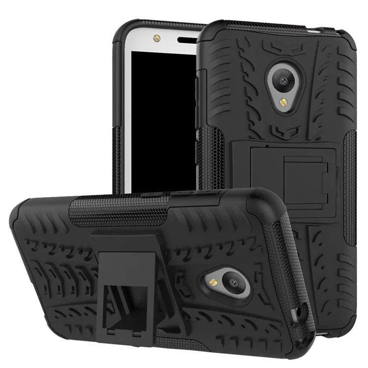 black Для Alcatel U5 4G чехол TPU& PC Двойная степень защиты чехол с подставкой жесткий силиконовый чехол для Alcatel U5 Чехлы 5047 5047D 5047Y Funda 5 дюймов - Цвет: black