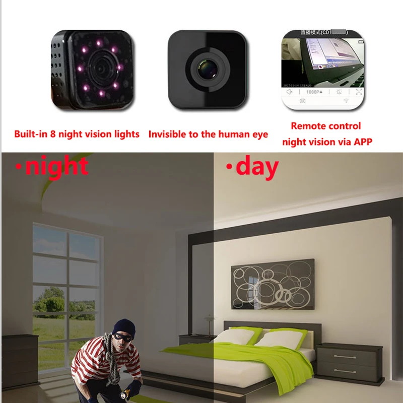 Tanie Niewidoczna wersja nocna Wifi IP Mini kamera bezprzewodowa 1080P do nagrywania wideo obsługa zdalnego sterowania przenośny rejestrator pk q7