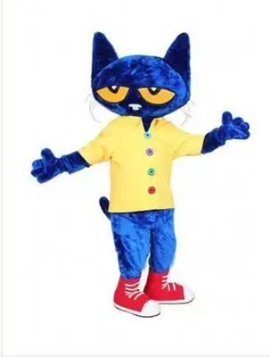 

High quality hot Pete the Cat Mascot Costume Adult Size Halloween Cat Cartoon Costume Fancy Party Dress