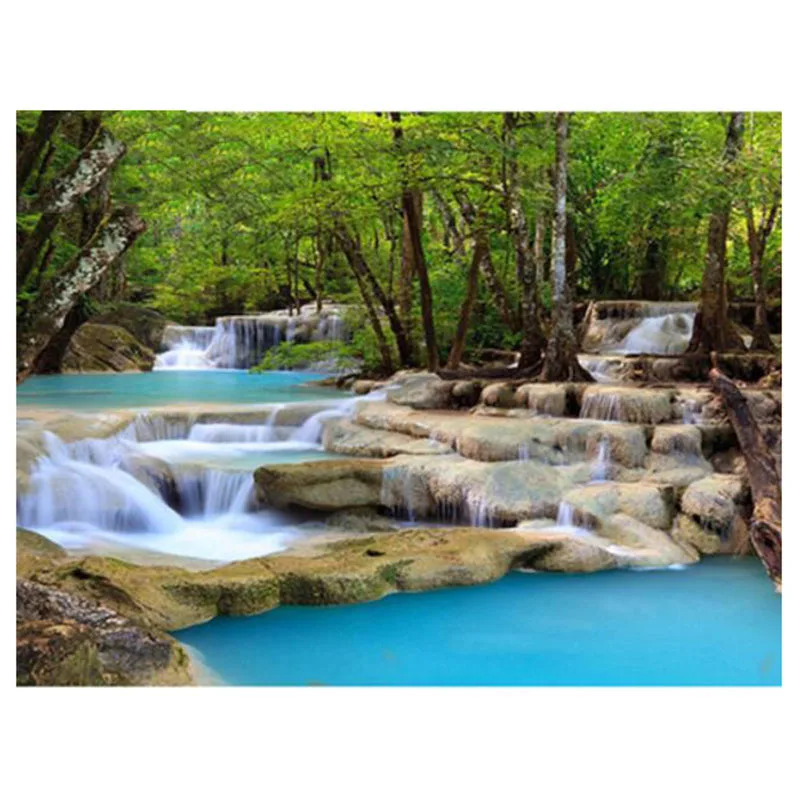 

5D DIY Full Square Diamond Painting "Green waterf" Multi-picture Combination Embroidery Cross Stitch Mosaic Home wedding decorat