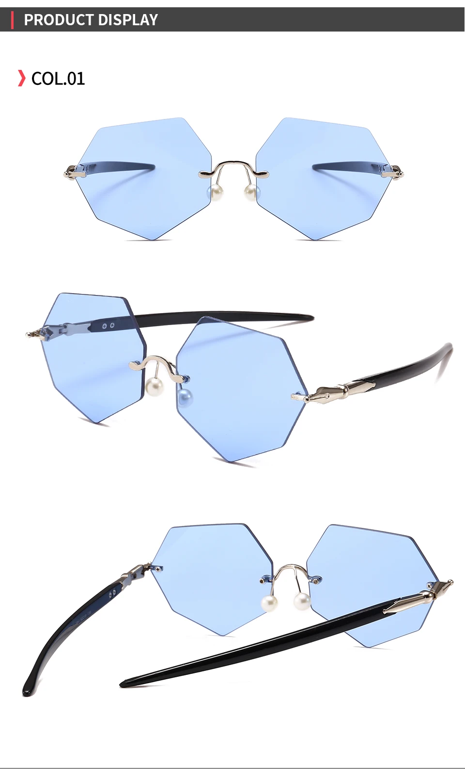 Сверхгорячего очки 2018 Новый Rimless Heptagon солнцезащитные очки модные женские туфли солнцезащитные очки 20333
