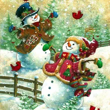 Алмазная живопись на заказ мультяшный Рождественский Снеговик полный квадратный значок с вышивкой в виде ромба eigen foto рождественские украшения лайтпад