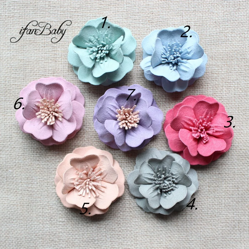 Moda in pelle sintetica fiore artigianale accessori per capelli Appliques abbellimenti - immagine 6