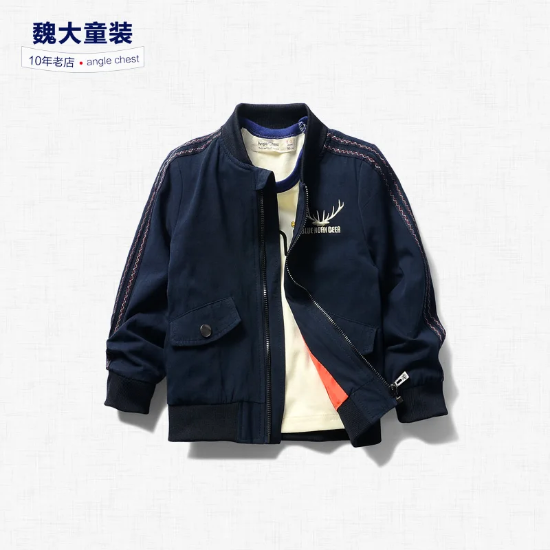

Boys 2017 spring new jacket children's casual wear shirt baby zipper shirt children Embroidered Baseball clothes