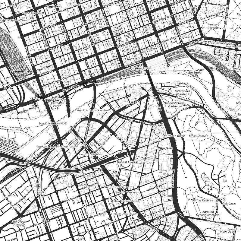 Melbourne Map Wall Art Prints Detail Picture