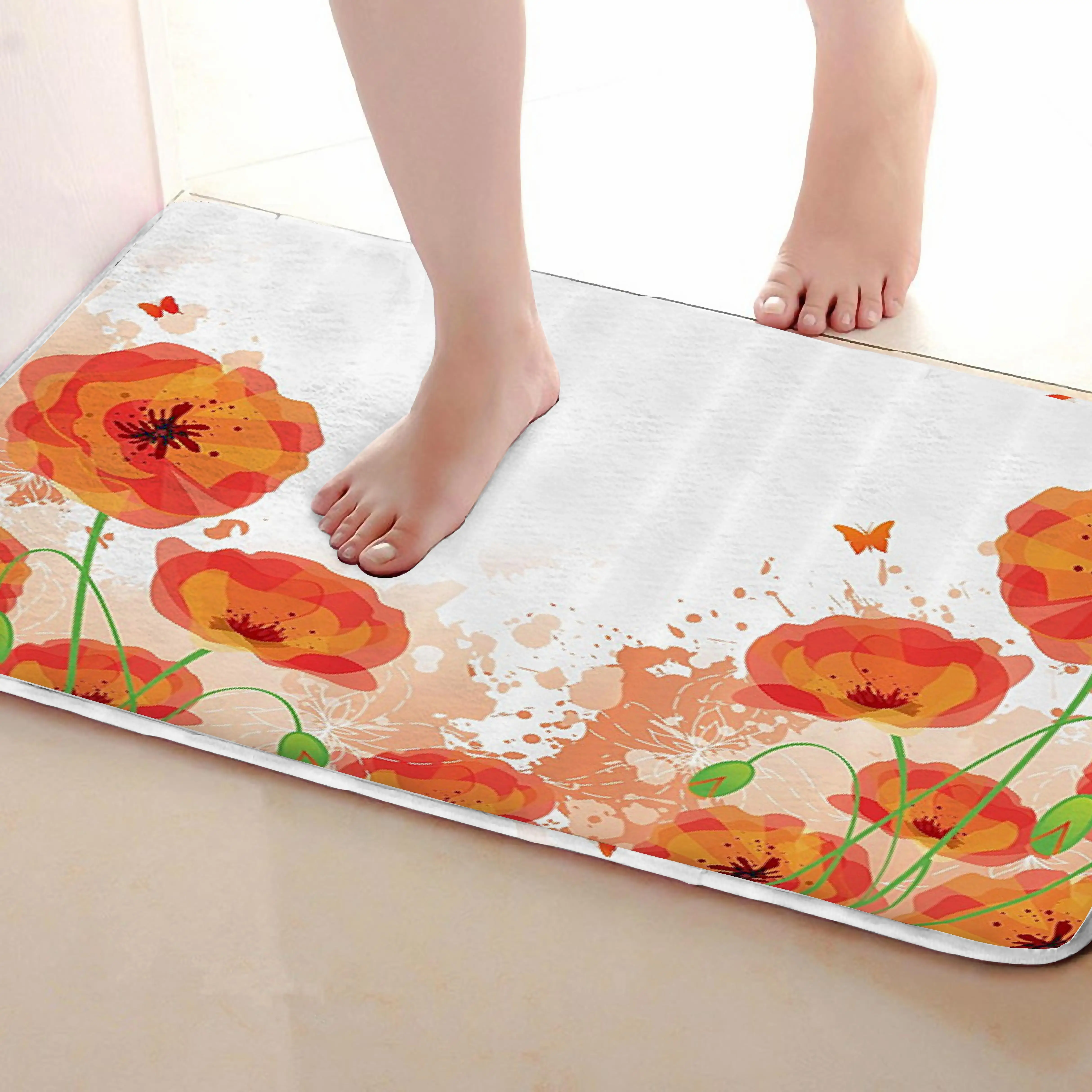 Цветочный стиль коврик для ванной комнаты, смешной Противоскользящий коврик для ванной, занавески для душа s аксессуары, соответствующие вашей душевой занавеске