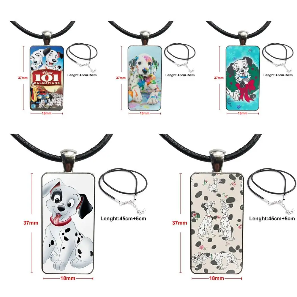 

Glass Pendant Necklace Handmade Half Pendant Rectangle Necklace For Girls Gift Lovely 101 Dalmatian Puppy Dog