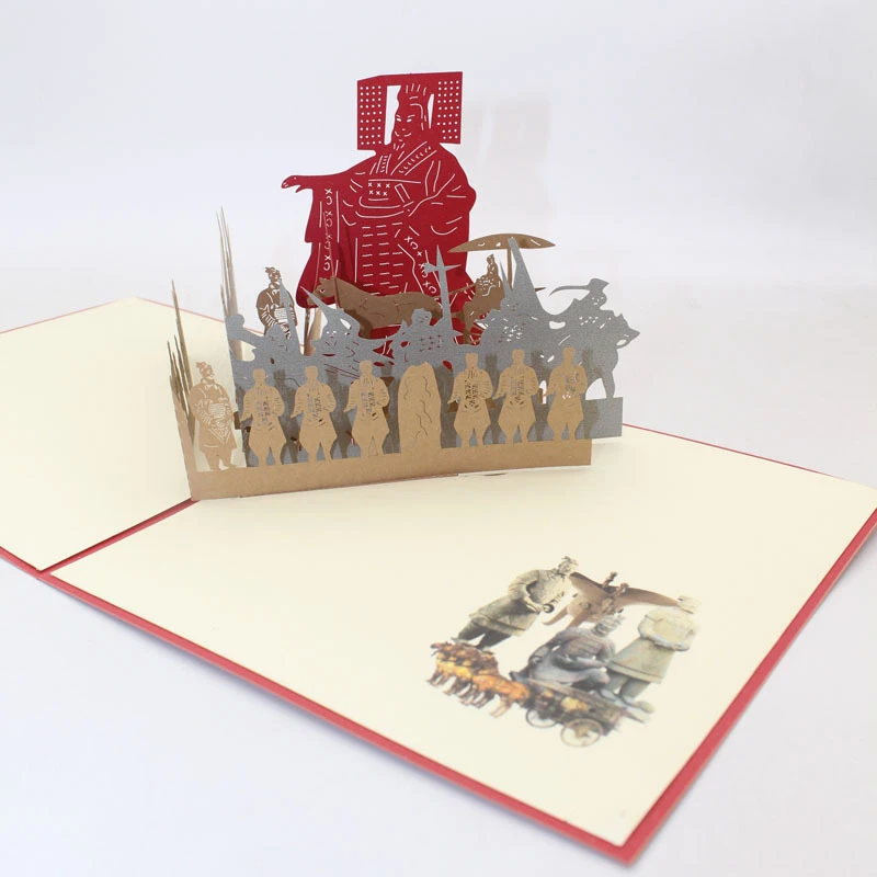  3D Handmade First Emperor of Qin Terra Cotta Warriors Paper Invitation Greeting Cards PostCard Busi - 33059762272