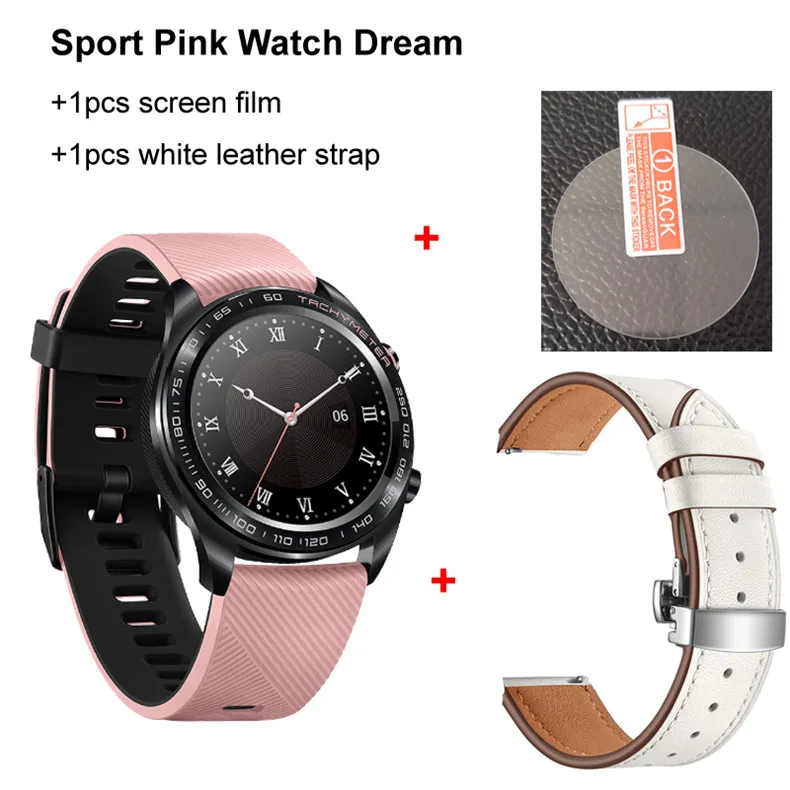 Новинка! Huawei Honor Watch Dream, умные часы, спортивные, для сна, бега, велоспорта, плавания, горы, gps, 1,2 дюймов, AMOLED, цветной экран, 390*390, часы - Цвет: Sport n Whi Leat str