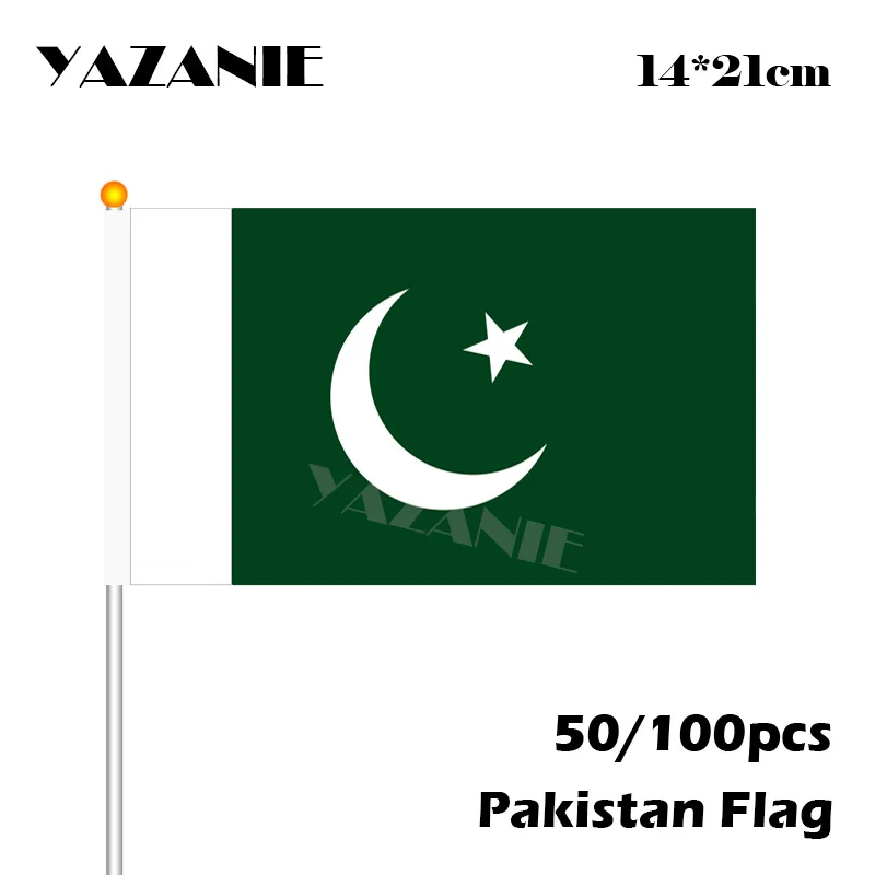 YAZANIE 14*21 см 50/100 шт. Пакистан маленький флаг с пластиковой палкой #8 полиэстер