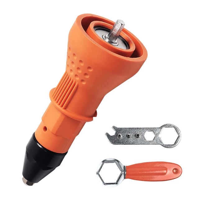 High Quality Electric Rivet Nut Gun Cordless Riveting Drill Adapter Insert Nut Tool with Handle Orange