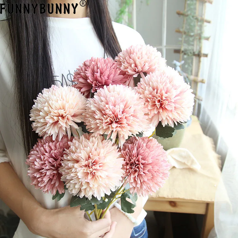 

FUNNYBUNNY Artificial Flowers Silk Artificial Hydrangea 6 Heads Bridal Wedding Bouquet for Home Garden Party Wedding Decor