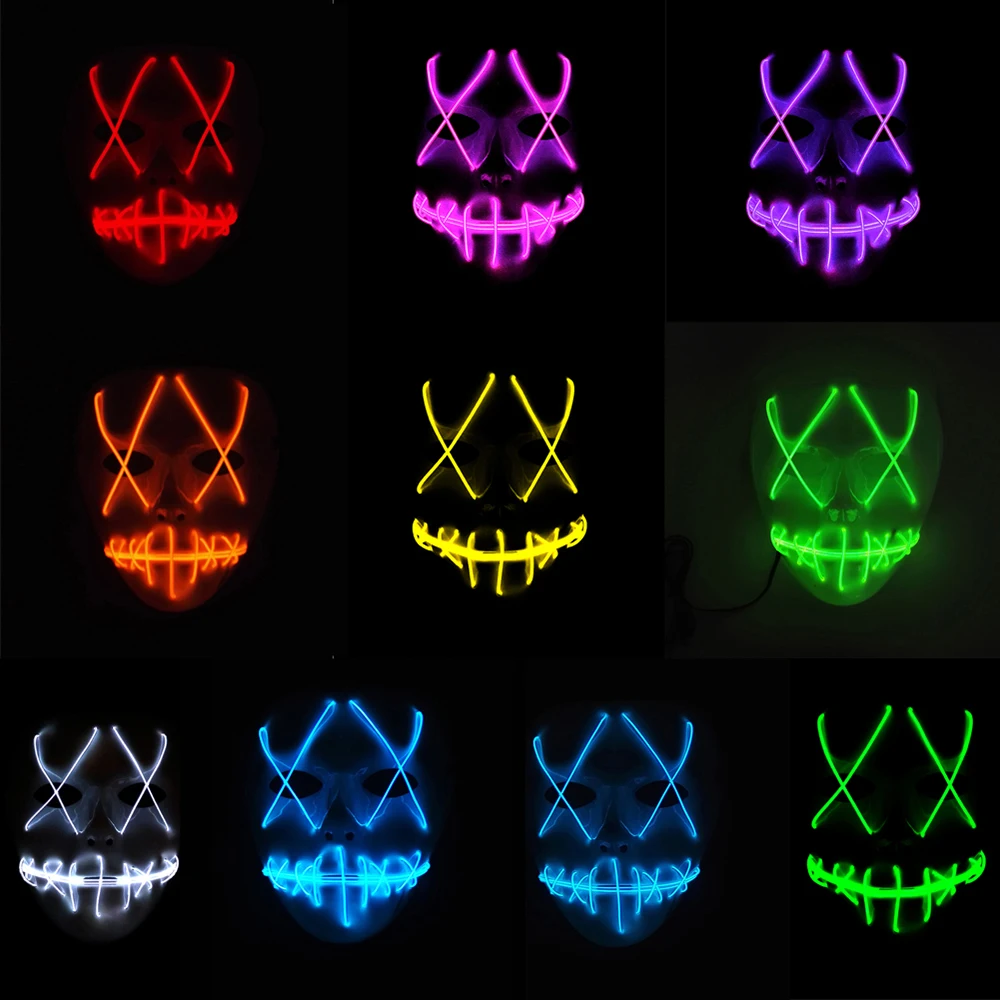 

Halloween Party Supplies LED Light Up Mask Safely The Purge Election Year Great Glow Shine Cosplay Festival Costume Decoraion