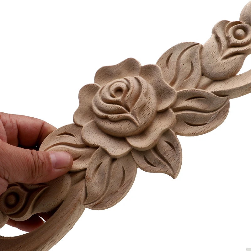 The Unpainted Wood Carving Stamp Applique Decorative Crafts Furniture Closet Door Frame Ornament Crafts Resin Crafts Wooden Figurine Crafts Glass Fruit Pendants