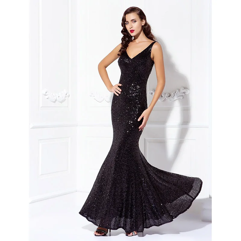 Ts Couture Mermaid Trumpet V Neck Floor Length Sequined Prom Black Ts Couture Mermaid Trumpet V Neck Floor Length Sequined Prom Black Tie Gala Dress With Sequin In Dresses From Weddings Events On Aliexpress