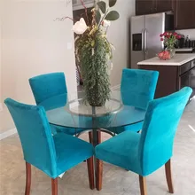 

Modern Style Soft Velvet Chair Cover For Dining Room Solid Slipcovers Grey Brown Cover For Chair Removable Kitchen Seat Case