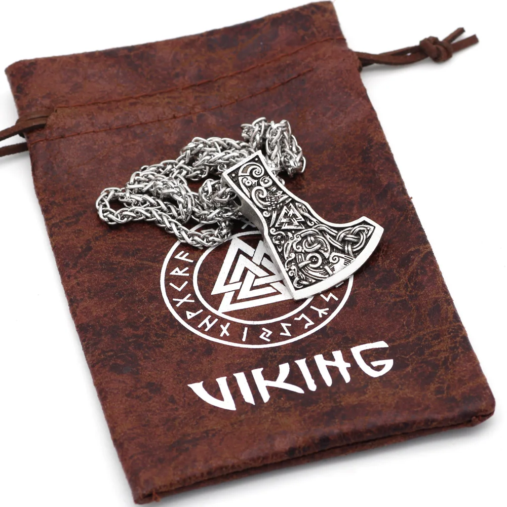 Мужское ожерелье с подвеской norse viking axe символ Одина Ворон Дракон амулет|Ожерелья