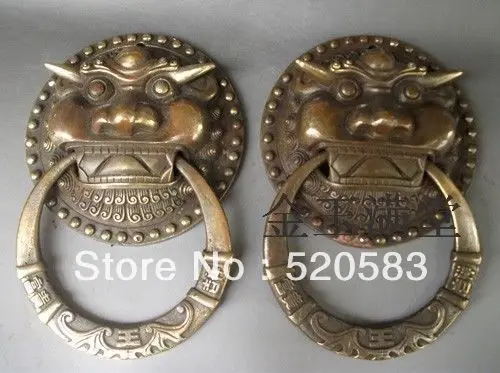 

Chinese Bronze Carved statue ' Lionhead ' Knocker Pair
