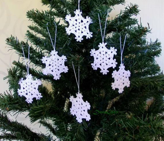crochet christmas ornaments hanging christmas decorations white
