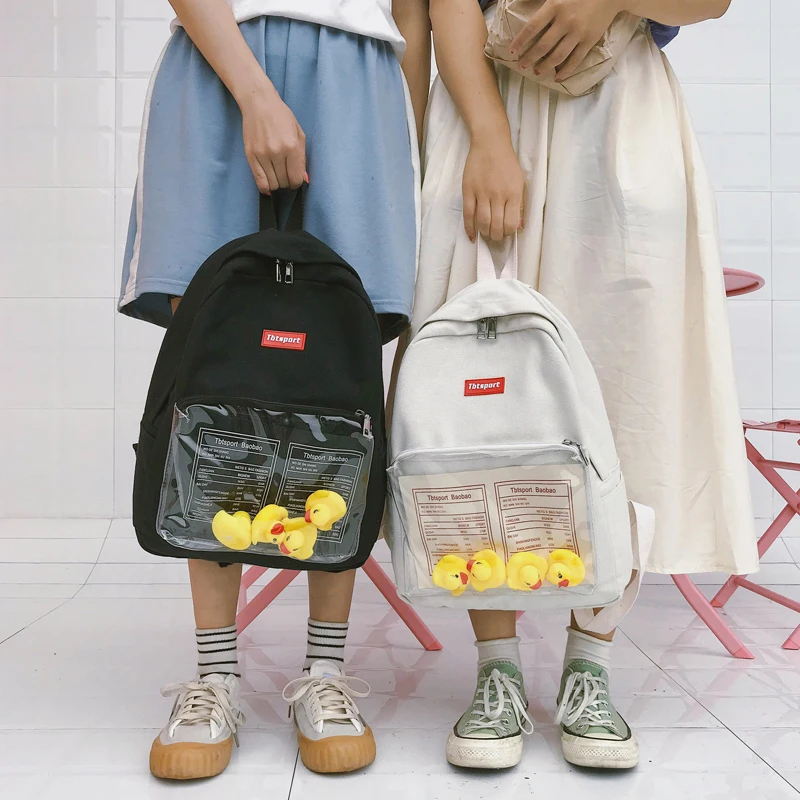 Ulzzang Корейский мультфильм Повседневная Милая утка прозрачная сумка через плечо