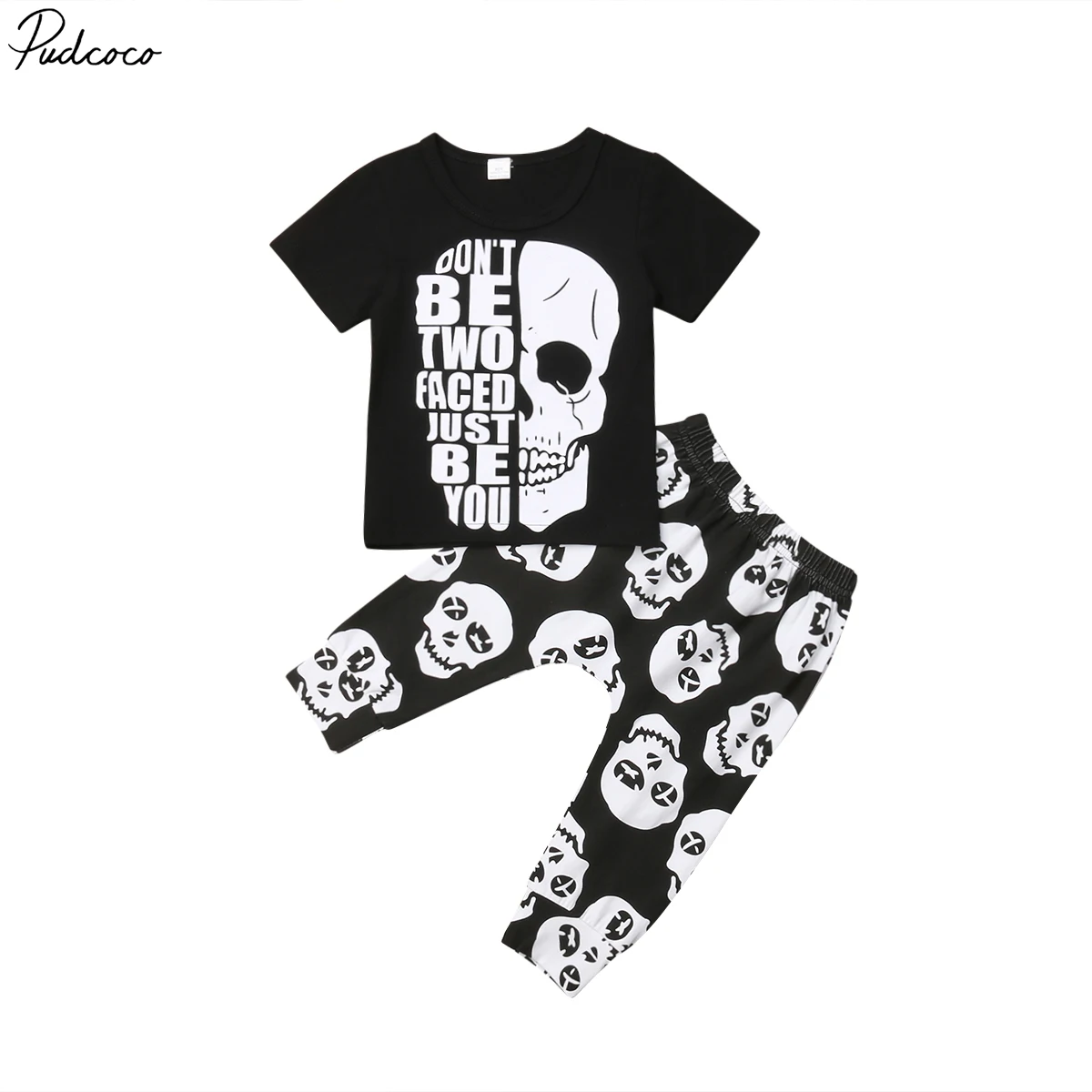 

2PCS Kids Baby Boys Skull T-Shirt Tops Harem Pants Leggings Outfits Clothes
