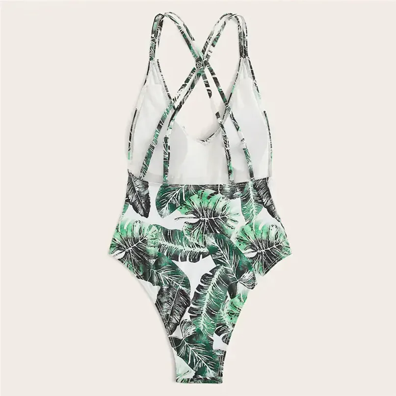 One Piece Swimsuit Women Printing Bandage Deep V Sexy Bikini Set Brazilian Swimwear Beachwear #2m13 (15)