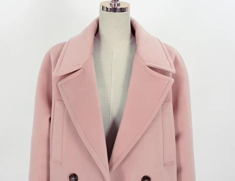 Корея Весна Зима простое женское кашемировое длинное пальто большого размера повседневное пальто casaco feminino Manteau femme розовое