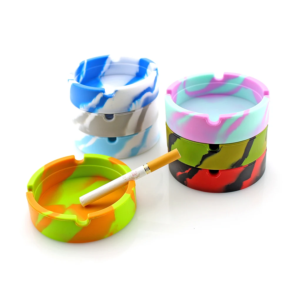 

Round Silicone Ashtray Home Portable Outdoor Ash Tray Anti-scalding Cigarette Holder Eco-Friendly Smoking Accessorie