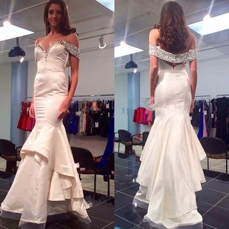 

Robe De Soiree Crystals Long Evening Dress 2019 V-Neck Mermaid Floor-Length Abendkleider Vestidos De Fiesta