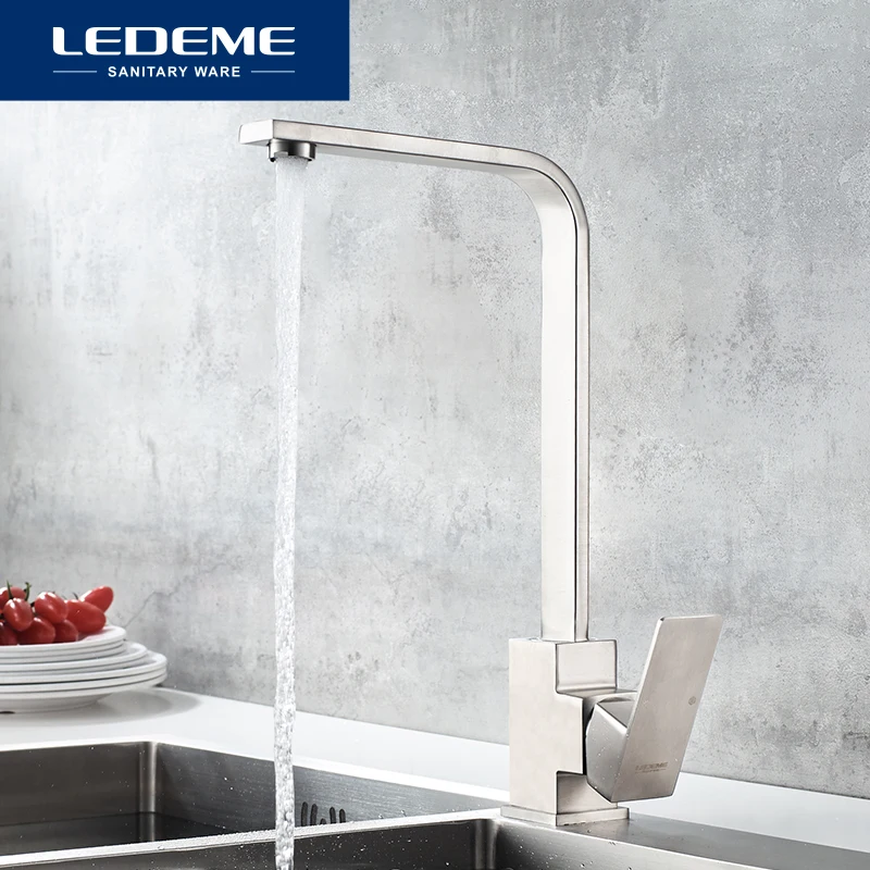 Online LEDEME Rubinetti Della Cucina In Acciaio Inox Lavelli Da Cucina Rubinetto 360 Gradi di Rotazione Piatto Miscelatore Da Cucina Rubinetto di Acqua Fredda e Calda L74033