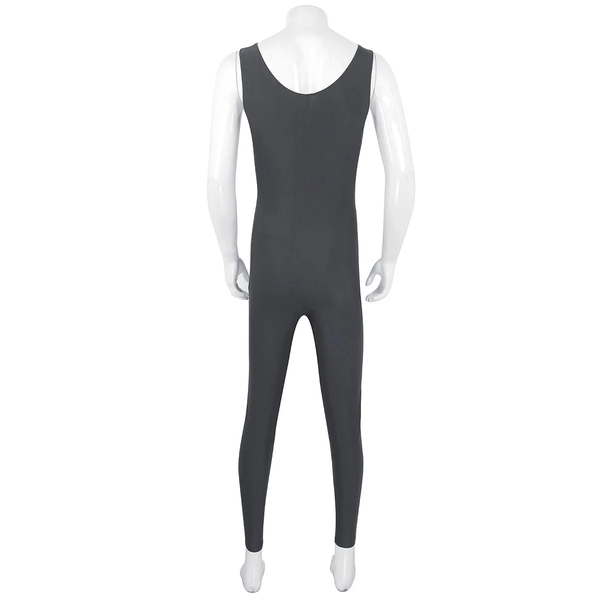 Men ballet Leotard Dance bodysuit Well Fit Gymnastic leotard One Piece Scoop Neck Sleeveless Skin-Tight Vest Unitard Bodysuit - Цвет: Grey