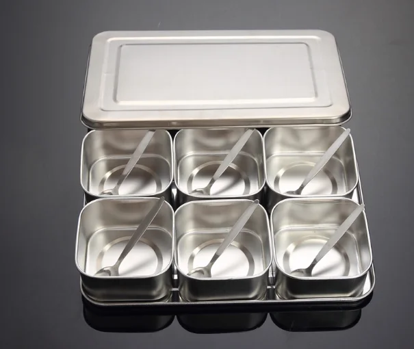 6 Mini square seasoning vat with lid and container