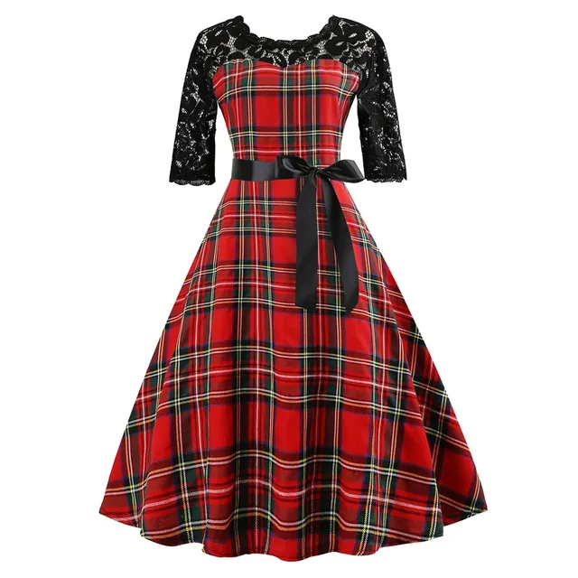 black plaid dress