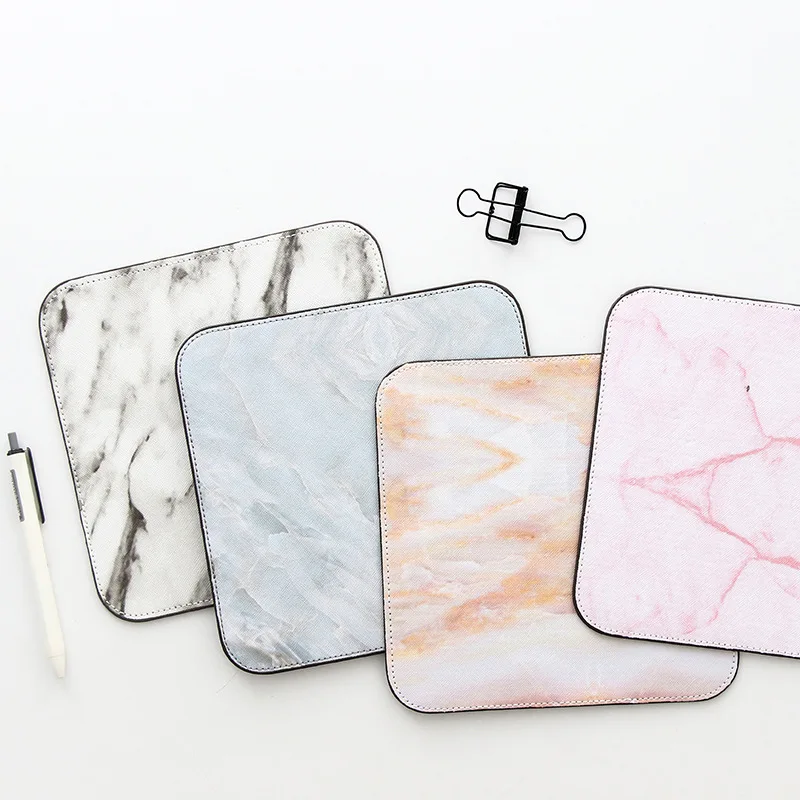 

20x20cm Girl PU Leather Fashion Marble Gaming Mouse Pad Ultra Soft Anti-Slip Mice Mat For Macbook Lenovo Dell HP Laptop Computer