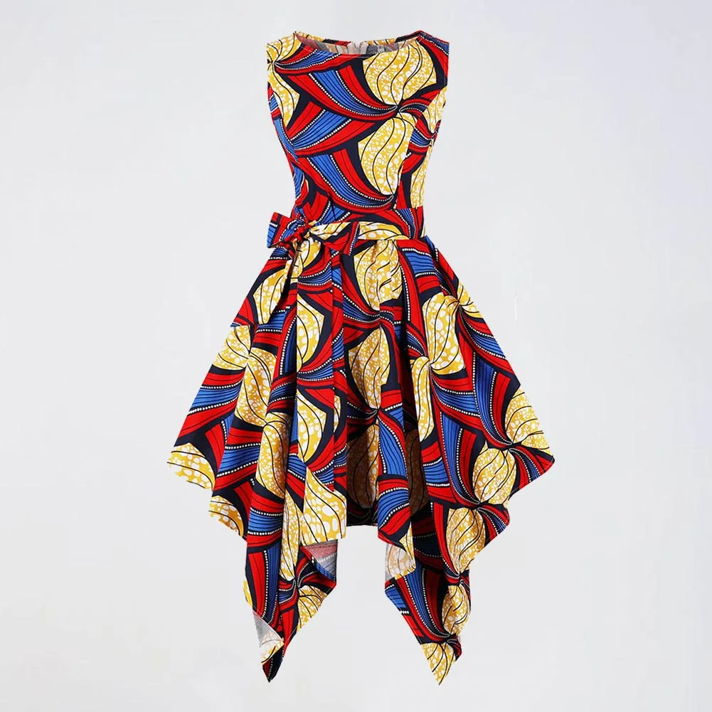 SUNGIFT, Африканское платье для женщин, африканская Дашики, с принтом, без рукавов, большой размер, асимметричный подол, миди платье 2019, летние