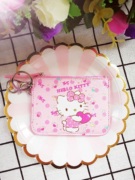 IVYYE 1 шт. с рисунками из мультфильма «My Melody» аниме, плюшевая держатель для карт из искусственной кожи с отделением для кредитных сумки для монет на молнии-автобус Чехол-портмоне с отделением для карт для маленьких девочек подарки на