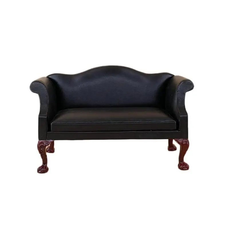 

Doll house accessories Model Wooden Simulation Leather Sofa mini type 1:12 doll house simulation model toys