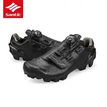 Santic Men Cycling Shoes MTB Bike Shoes Athletics PU Self-Locking Mountain Bicycle Shoes Sneakers Zapatillas Ciclismo Black