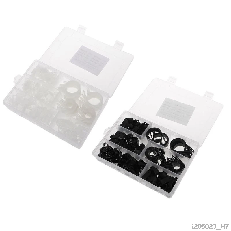 

200pcs Nylon Plastic P Fasteners Clips Clamps Assorted Box For Wire Cable Mounting Hose Pipe Conduit Kit