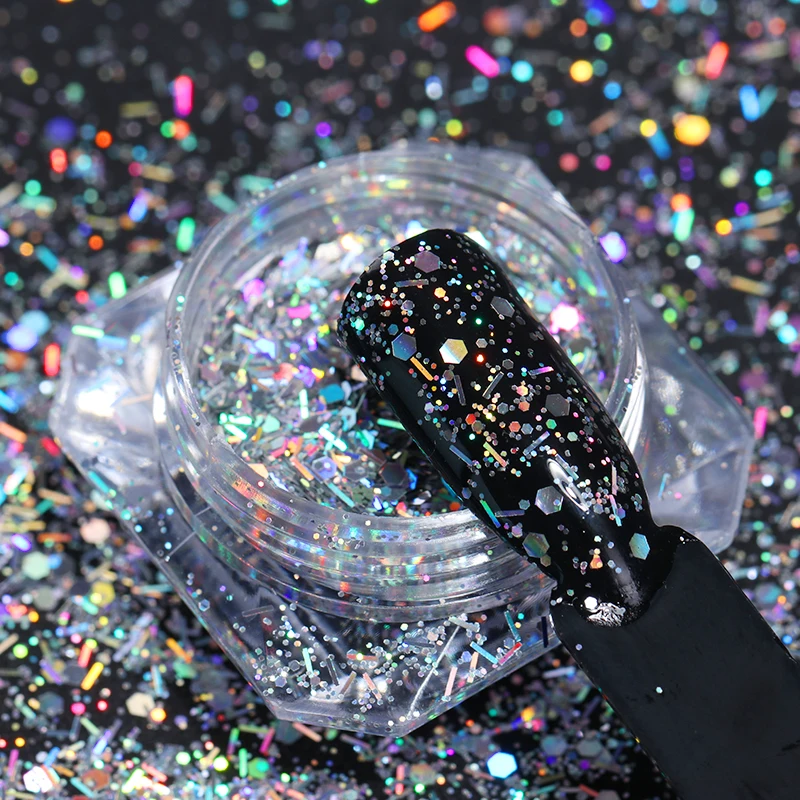 

2g BORN PRETTY Holo Colorful Nail Flakies Mixed Hexagon Thin Stripe Nail Glitter Sequins Paillette Decoration for Nail Art