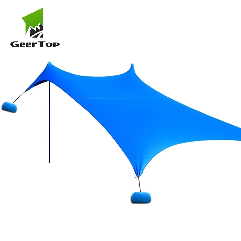 GeerTop الشاطئ ظلة مقاوم للريح مظلة UPF 270 50 + الشمس حماية المأوى قماش القنب كبيرة مع 4 الرمل المراسي ردور حديقة