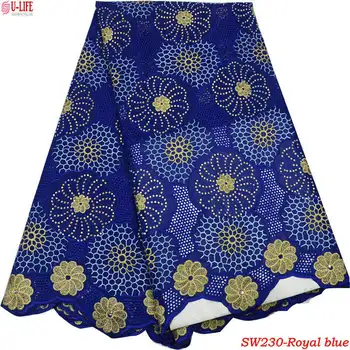 

Nigerian African Lace Fabric 2018 High Quality Trim High Quality Swiss Voile Lace In Switzerland With Rhinestones SW-230