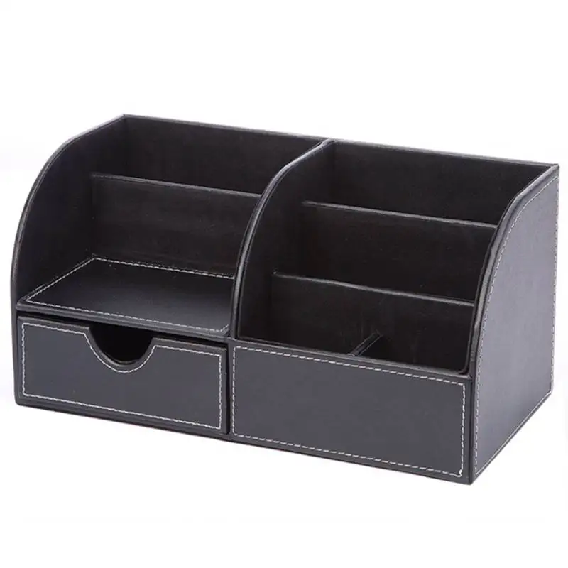  7 Storage Compartments Multifunctional PU Leather Office Desk OrganizerBusiness Card/Pen/Pencil/Mob