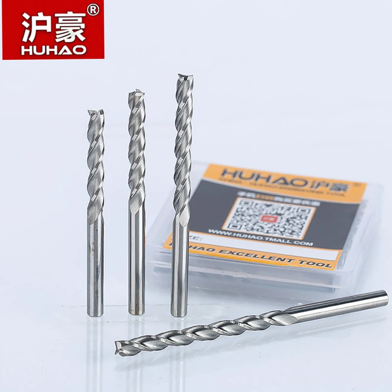 

HUHAO 2pc/ 4mm 3 Flute Spiral Cutter Router Bits For Wood CNC End Mill Carbide Milling Cutter Tugster Wood Milling Cutter