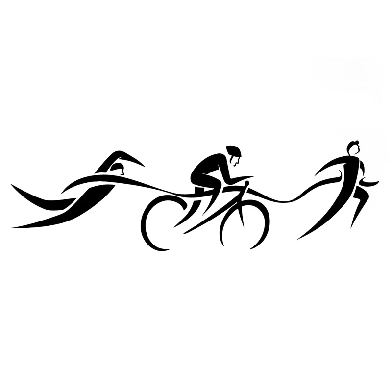 

18.1CM*5.4CM Fashion Triathlon Sports Vinyl Decal Car Stickers Black/Silver Decor Silhouette S9-0628