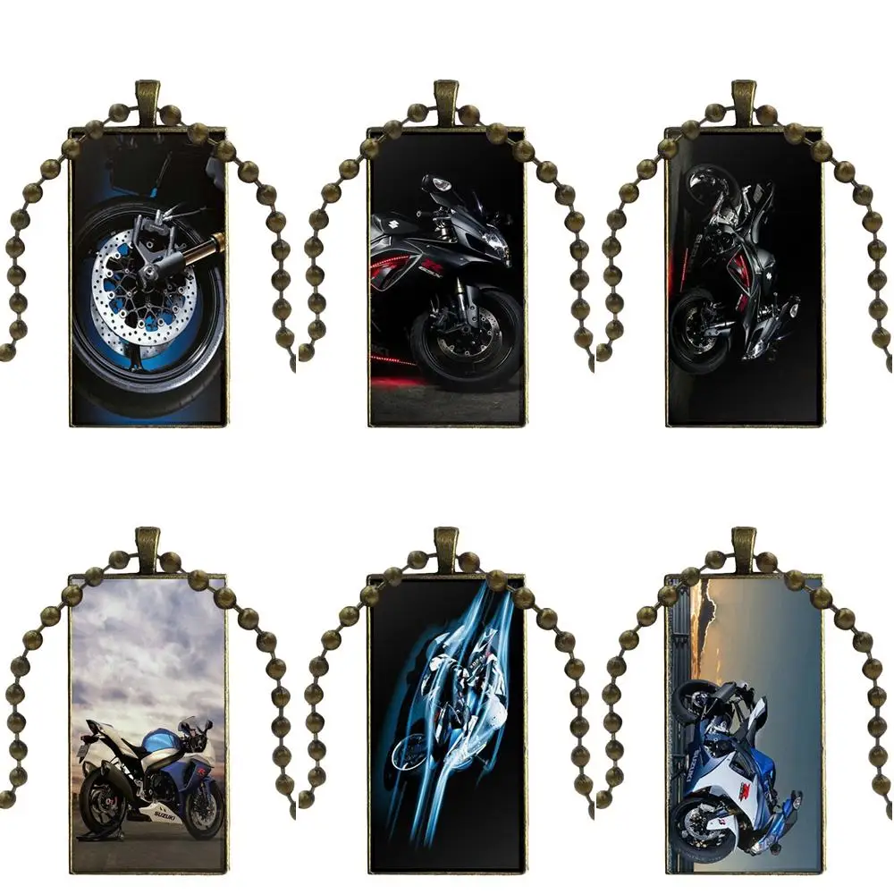 Мотоцикл Suzuki GSXR 1000 стеклянный кулон ожерелье ручной работы полукулон