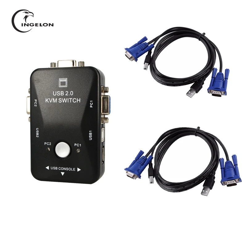  USB 2.0 KVM Switch High Quality 2 Port usb Switcher 1920*1440 VGA SVGA Switch Splitter Box for Comp
