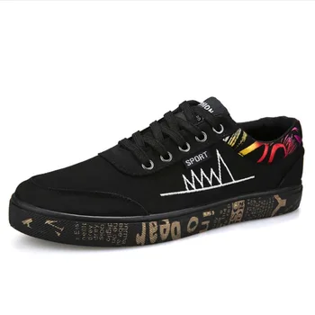 

39-44 Code With Graffiti New Canvas Shoes Men's Shoes Shoes Korean Sports Casual Shoes Men's Youth Student Shoes Tide