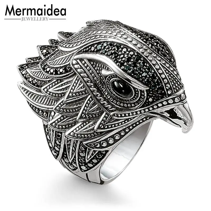 

Silver Black CZ Pave Eagle Hawk Head Rings 2019 Trendy Falcon Cocktail Ring Jewelry Bijoux Gift for Women Men